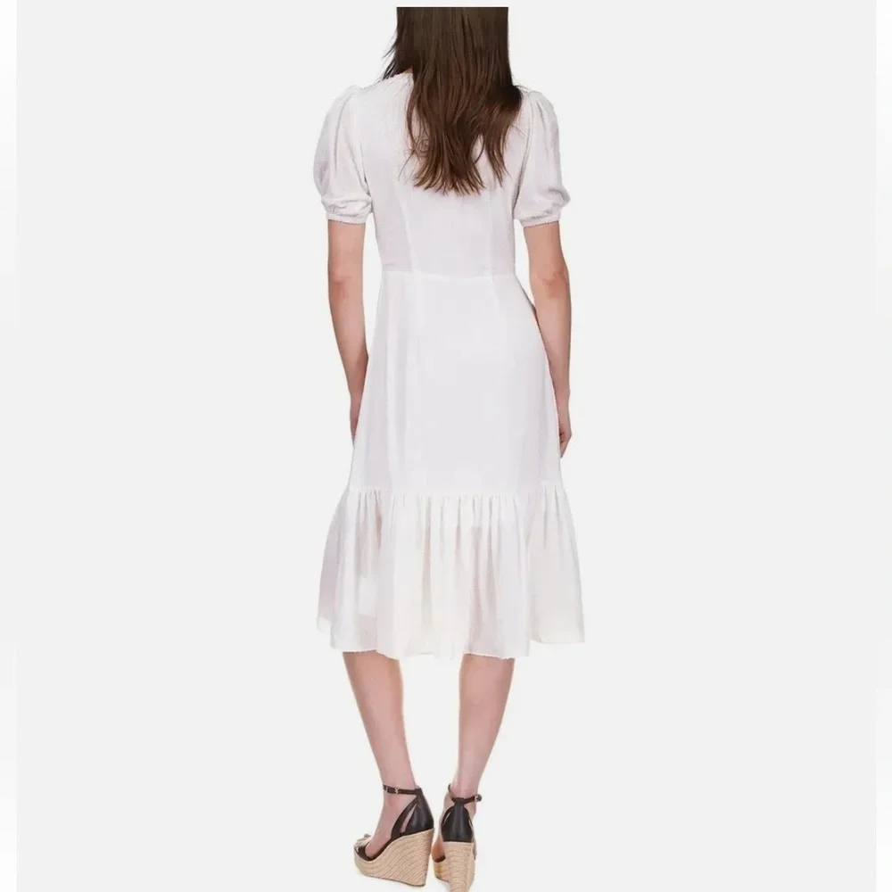 Michael Kors Ivory Textured Tie-Front Maxi Dress